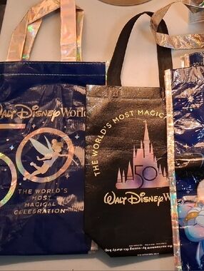 Disney Blue 50th Anniversary Holographic Tote Set
